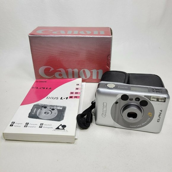Canon IX240 Elph Jr Point & Shoot APS Film Camera in Box w/ Instructions & Case - Picture 1 of 12